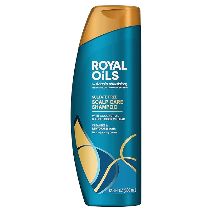 Head & Shoulders Anti-Dandruff Shampoo, Royal Oils Moisturizing Shampoo, 1% Pyrithione Zinc, Curly & Coily Hair, Coconut, Apple Cider Vinegar, Sulfate-Free, 12.8 fl oz (Pack of 2)
