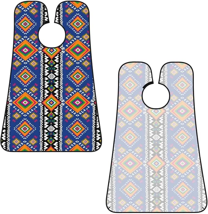 Strong Suction Cup Beard Grooming Bib, Non-Stick Hair Catcher, Waterproof, for Shaving, Geometric Tribal Native American Indian Ethnic Aztec Navajo