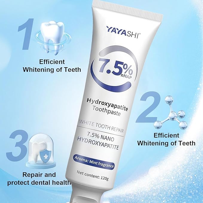 Set 3-Pack Hydroxyapatite Toothpastes for Enamel Protection and Tooth Strengthening, Gentle Mint, Fresh Breath, Daily Use for Oral Health