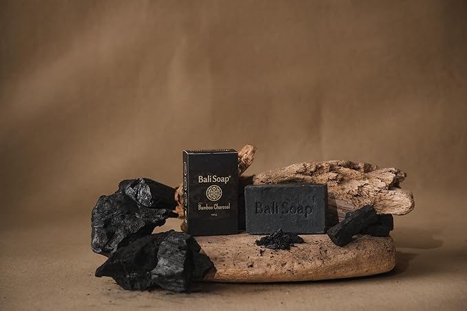 Bali Soap - Bamboo Charcoal Natural Soap Bar for Men & Women - Vegan, Handmade, Exfoliating - 3 Pack, 3.5 Oz Each