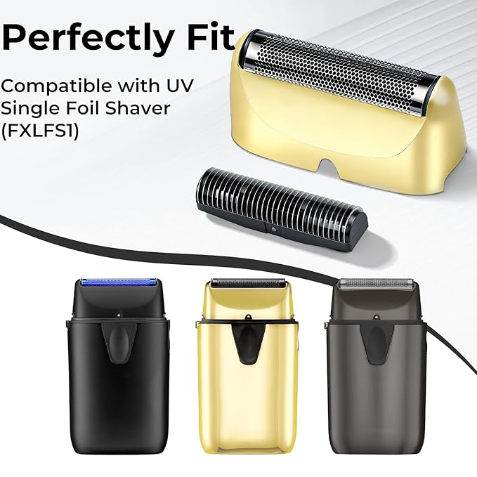 2-Pack Shaver Replacement Foil and Cutter Compatible with BaBylissPRO UV-Disinfecting Single Replacment Foil (Gold)