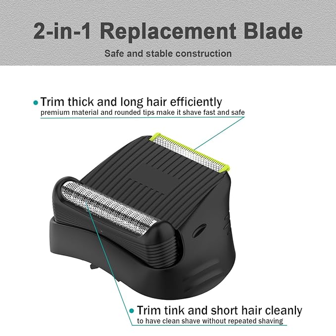 2-in-1 Replacement Head for Braun Series 3 32B/32S, Compatible with 300S, 301S, 310S, 320S, 330S, 340S, 360S, 3000S to Trim Thick & Thin Hair