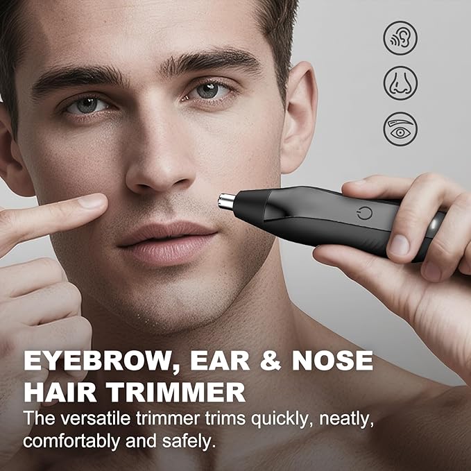2 in 1 Nose Hair Trimmer for Men - LED Power Display, 16000RPM Motor, Electric Ear & Eyebrow Grooming Kit, Nose Hair Cutter & Remover, Face & Body Clipper, Gift for Male Men Christmas Father's Day