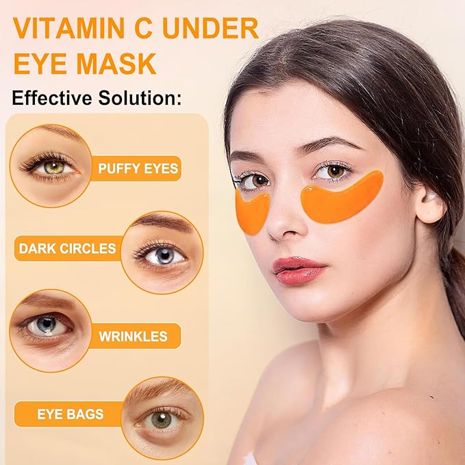 LAVONE Eye Mask - 30 Pairs Vitamin C Under Eye Patches Skin Care Products - Eye Masks Skincare for Dark Circles and Puffiness, Reduce Wrinkles, Eye Bags and Fine Lines, for Women and Man