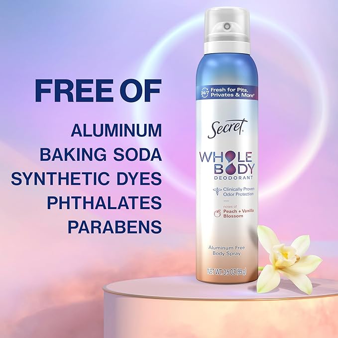 Aluminum Free Whole Body Deodorant Spray Peach & Vanilla