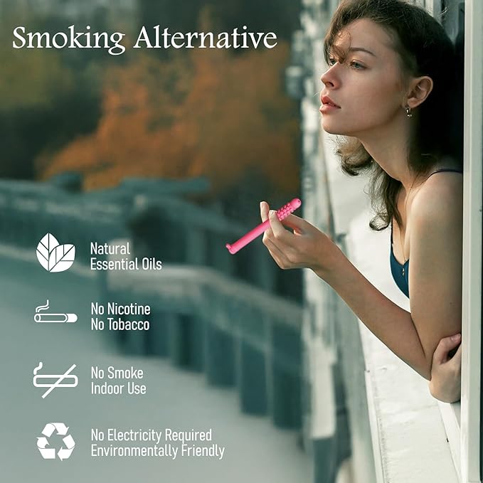 Chewable Breath Sticks Quit, Chewable Essential Oil Breath Stick, Chewable Breath Sticks are Can Taken Anywhere for Focus Clear (pink)