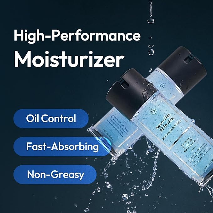Men's Pore Minimizing Face Gel Moisturizer - 24H Hydrating & Soothing Oil Control Daily Facial Lotion, Lightweight & Non-Greasy for All Skin Types, 3.71 fl oz