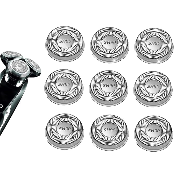 9 Pack SH90 Replacement Heads Compatible with Philips norelco Series 9000(S9xxx) 8000(S8xxx) Electric Razor Shaver, Upgrade SH90/62 Replacement Double Blades for Philips shaver 9000