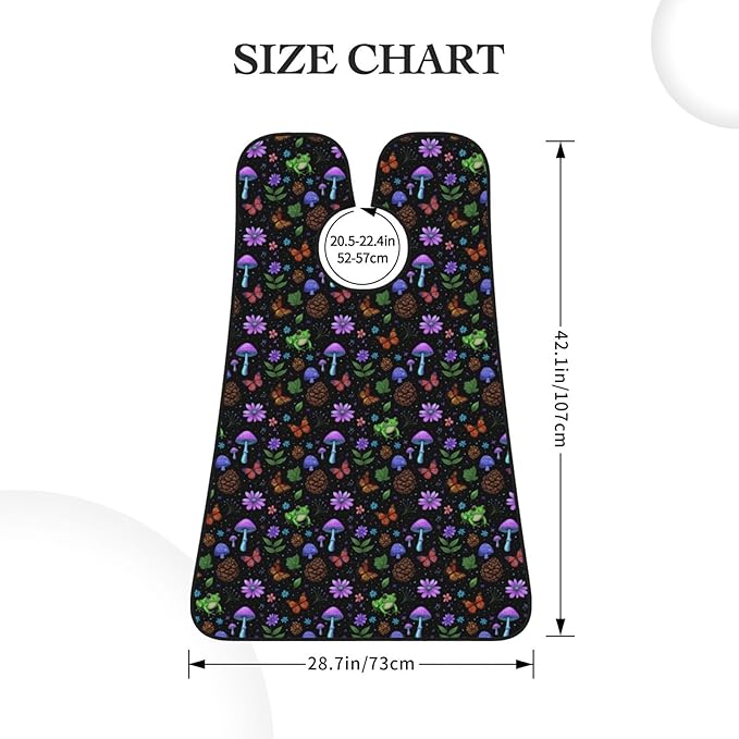 Waterproof Beard Grooming Bib, Goth Moon Frogs Moth Magical Mushroom Leaves Shave Bib, Non-Stick Hair Catcher for Shaving Trimming, Apron Essential for Men Dad