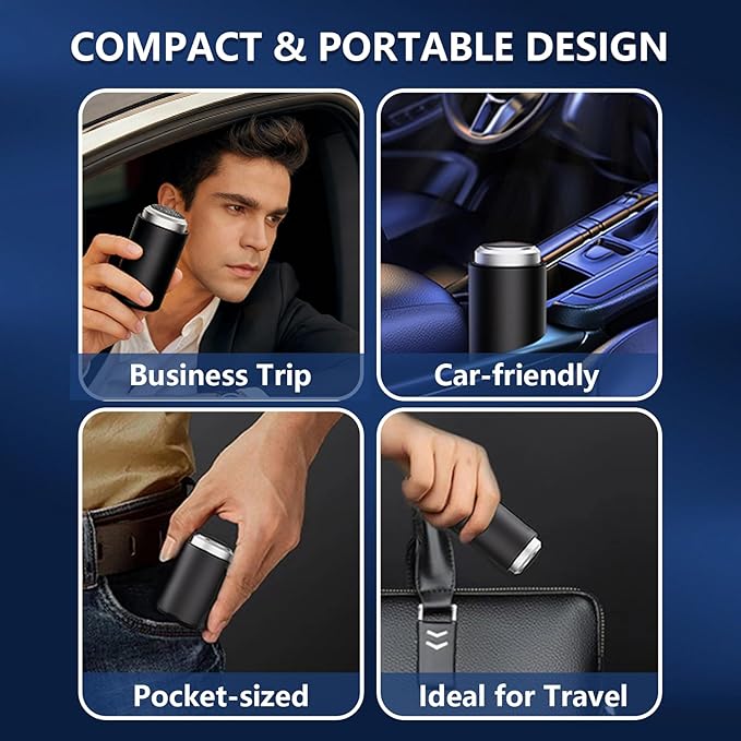 Mini Electric Shaver for Men, Small Face Shaver, Pocket Size Cordless Razor, Foil Shaver Body Hair Groomers, Wet & Dry Use, USB Rechargeable Compact Beard Trimmer for Travel, Car & Home