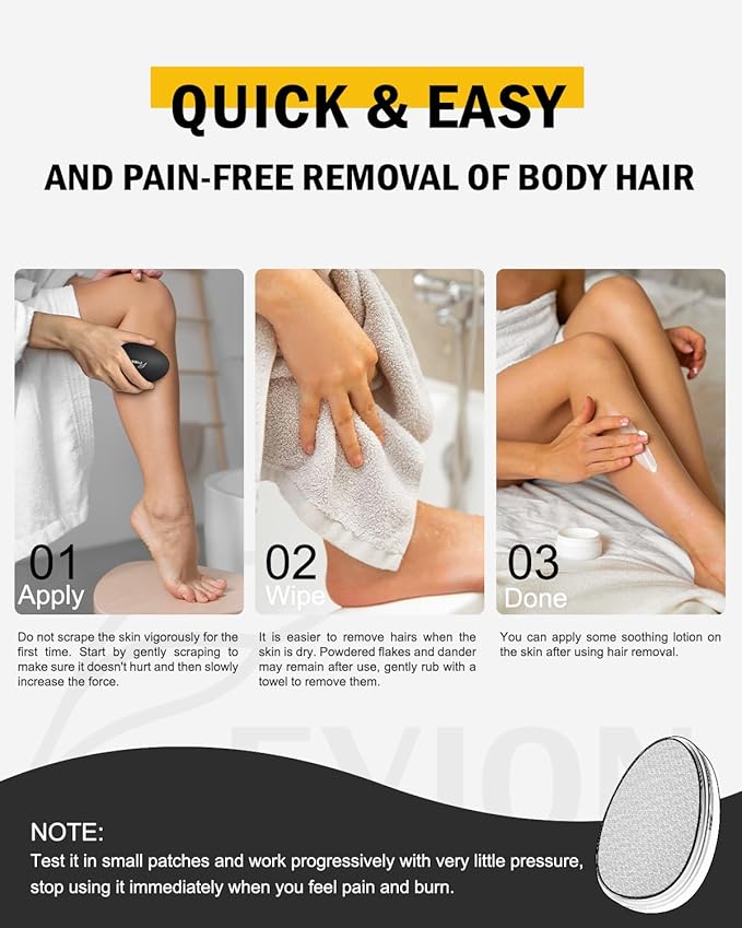 FVION Painless Glass Hair Eraser, Innovative Fine Grit Crystal Body Shaver for Smooth Skin, Effortless Removal Tool (Black)