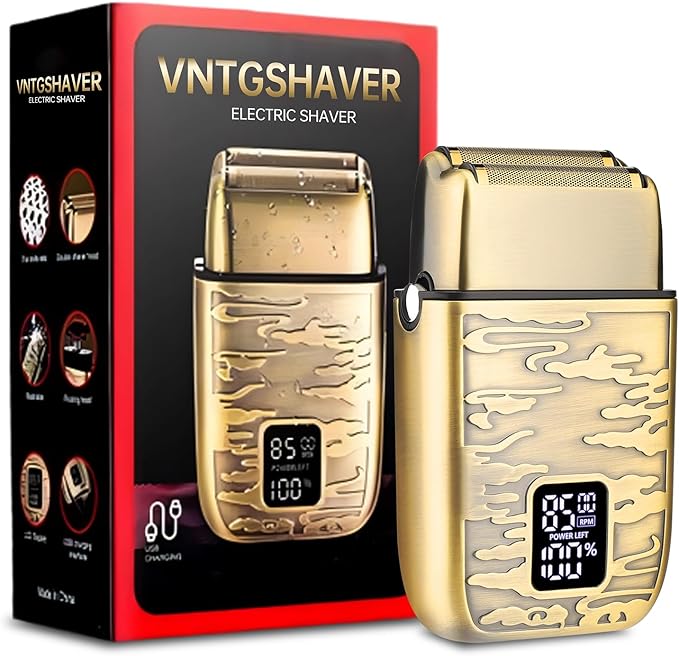 Mens Foil Shavers, Beard Trimmers for Men Professional,Electric Shavers for Men, Mustache Trimmer Face Shaver, Wet/Dry Beard Shaver, 3 Peeds Electric Razor for Face (Bright Bronze)
