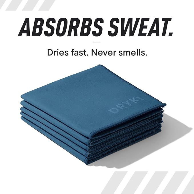 Pocket-Sized Sweat Towels - The Original Sweat Absorbing Handkerchiefs - Quick-Dry Microfiber Sweat Rags for Face, Hands, & Body - Men & Women - Gym, Sports, and Work (Blue: 5 Pack)