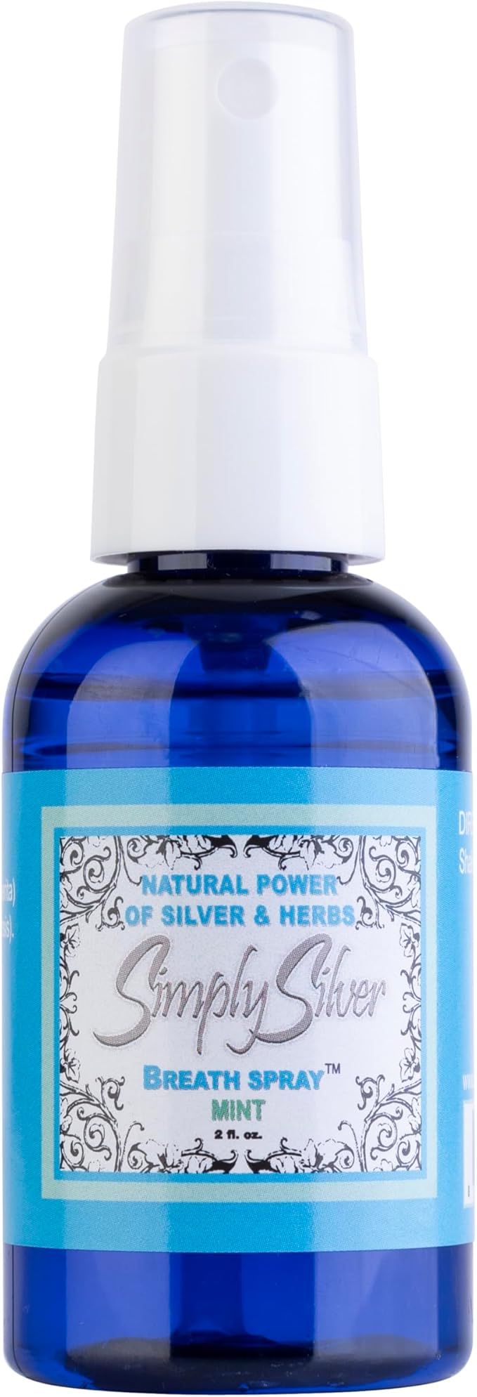 Simply Silver Mint Breath Spray - For Dry Mouth and Freshening, All Natural, Fluoride Free, 2 Fl Oz