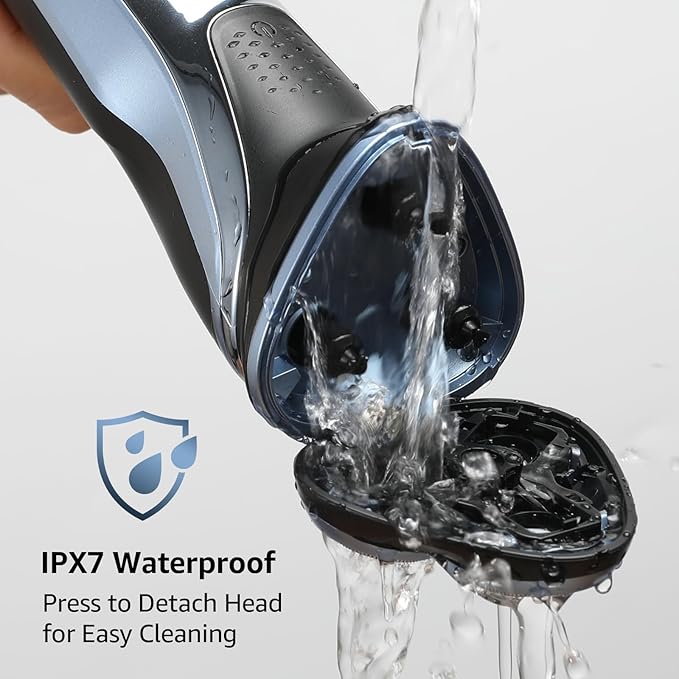 Rechargeable Electric Razor for Men: IPX7 Waterproof Shaver - 1.5H Fast Charge, 4D Flex Precision Blades with Pop-Up Trimmer - Gentle on Sensitive Skin, Travel-Friendly，Valentine's Day Gifts