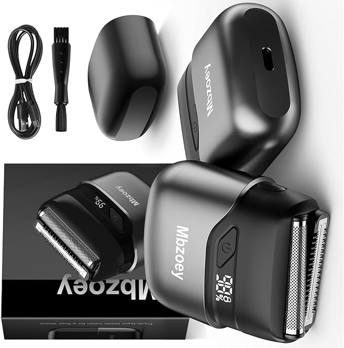Mini Electric Razor for Men, Foil Shavers, IPX7 Waterproof Cordless with LED Display