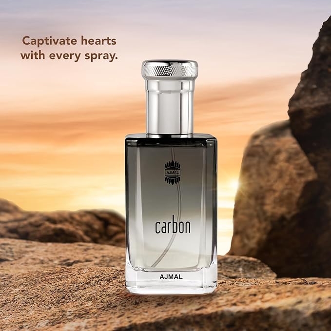 Ajmal Carbon Eau de Parfum for Men – 3.4 fl oz / 100 ml | Fresh Woody Aromatic Cologne | Long Lasting Masculine Fragrance with Citrus, Lavender & Musk | Crafted in Dubai