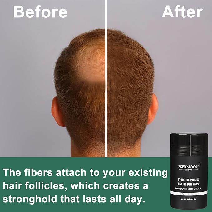 Hair Fibers, Hair Fibers for Thinning Hair, Hair Building Fibers, Hairpiece Filler, Increase Hair Density, Styling Powder for Women & Men, Hair Makeup, Premium Formula Thickening (DARK BROWN)