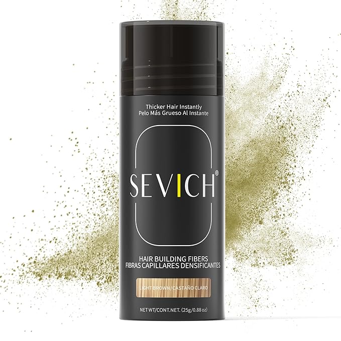 SEVICH Hair Building Fibers - Instant Hair Thickener for Thinning Hair Loss, Natural Keratin Powder for Men Women, Light Brown 25g/0.88oz