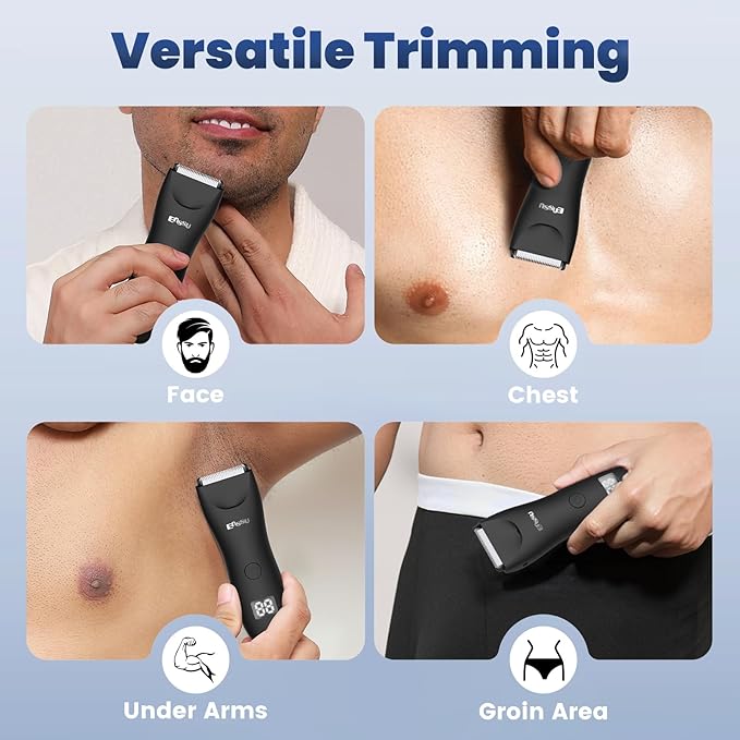 Manscaper for Men, Manscape Body Hair Trimmer for Men with Ceramic Blade & LED Light, Waterproof Electric Shaver Groomer for Pubic Hair, Chest, Legs & Bikini, Pubic Hair Trimmer for Wet/Dry Use