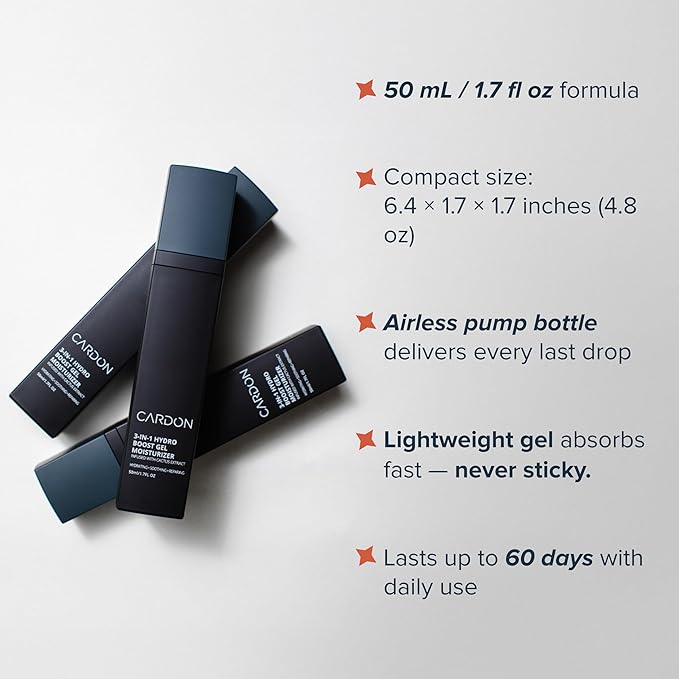 Cardon | Anti-Aging Face Moisturizer for Men | Korean Skincare Facial Lotion | Hydro Boost Gel | Healing Cactus Extract, Reduce Wrinkles, Repair Acne Scars | Ultra Light Face Cream (1 CT)