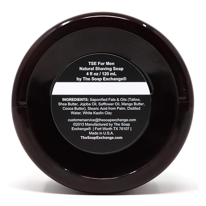 TSE for Men Unscented Fragrance Free Shaving Soap with Tallow and Shea Butter. Natural Ingredients for Rich Lather and a Smooth Comfortable Shave. Artisan 4.5 oz Semi-Soft Italian Style. Made in USA.