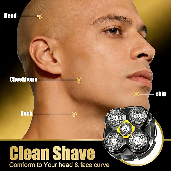 5 Head Shaver Replacement Head for MicroTouch Titanium Shaver for Bald Men Head and Face Wet/Dry Shaving (Black(2count))