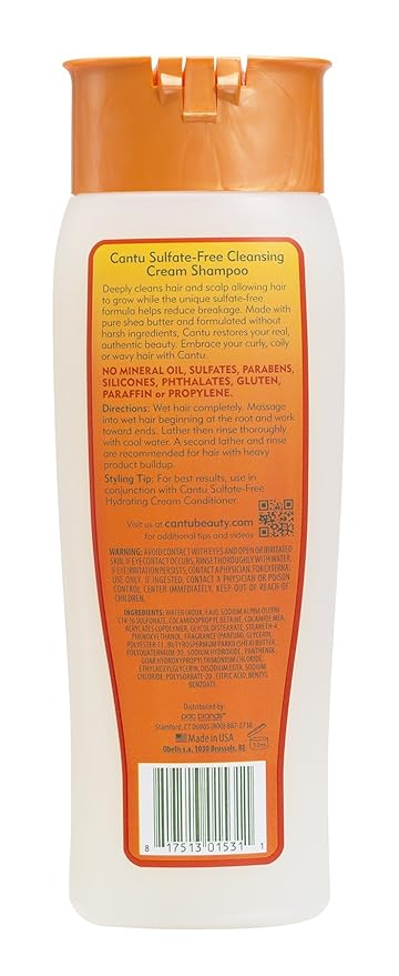Cantu Sulfate-Free Cleansing Cream Shampoo with Shea Butter for Natural Hair, 13.5 oz