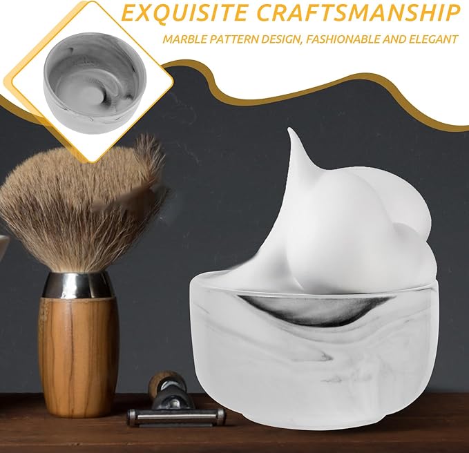 Marble Pattern Porcelain Shaving Bowl Small Natural Shave Soap Bowl for Men Traditional Wet Shaving Accessories