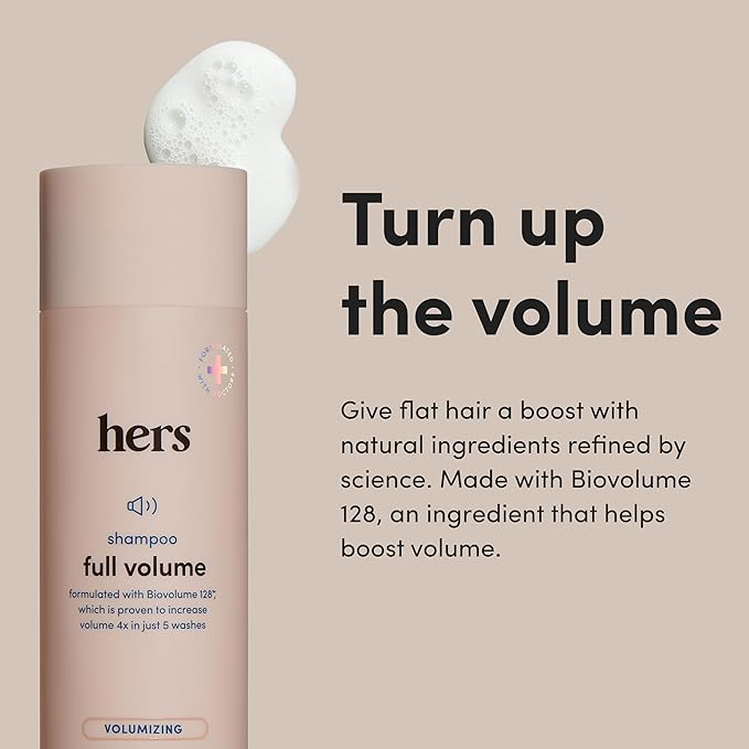 hers Full Volume Shampoo & Conditioner Set - Volumizing Set for Women- Adds Volume & Shine - Coastal Cedar Citron - 2 x 6.4 oz & hers Minoxidil 2% Topical Serum Solution, Hair Regrowth Treatment, 2 oz
