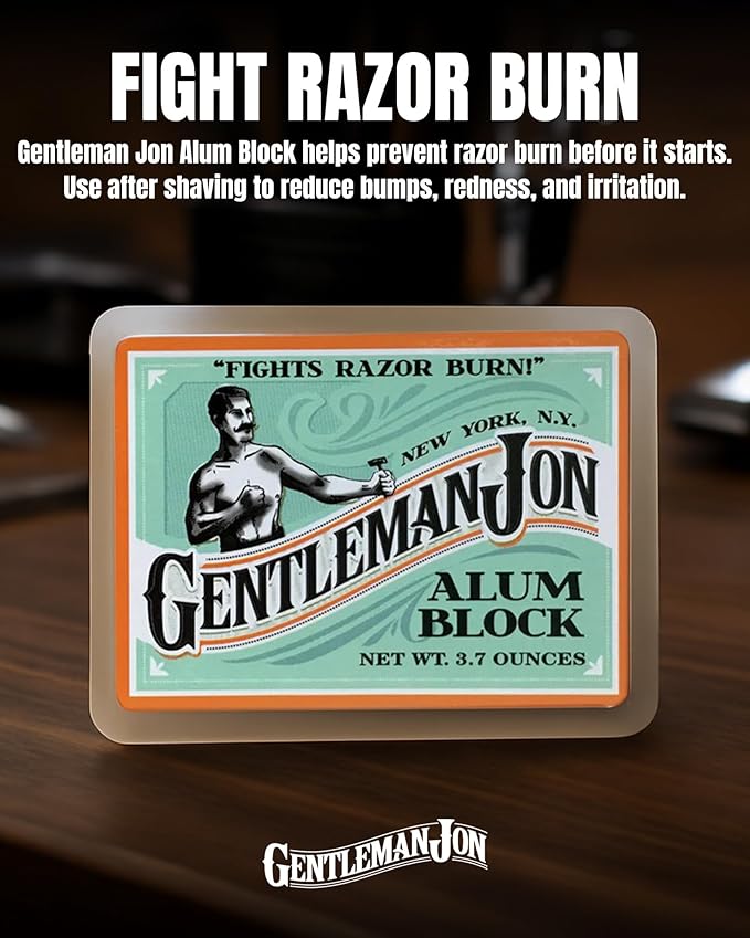 Gentleman Jon Luxe Shave Kit - Sandalwood Shaving Soap (2.25oz) & Alum Block in Plastic Case (3.7oz) - Ultimate Shaving Solution for Smooth, Soothing, and Razor Burn Relief