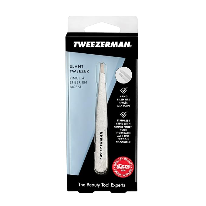 Tweezerman Exclusive Moon Dust Slant Tweezer - Hair Removal Tweezers, Stainless Steel