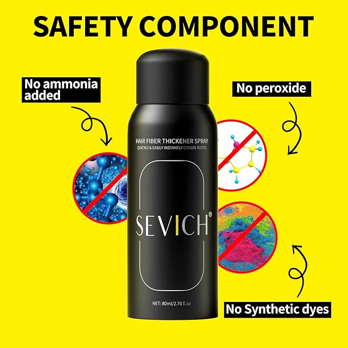 Sevich Hair Fiber Spray - Instant Hair Thickening Powder for Men & Women, Hair Building Fibers for Thinning Hair, Root Touch Up Hair Color, Waterproof, Sweatproof, Natural Look,80ml Dark Brown
