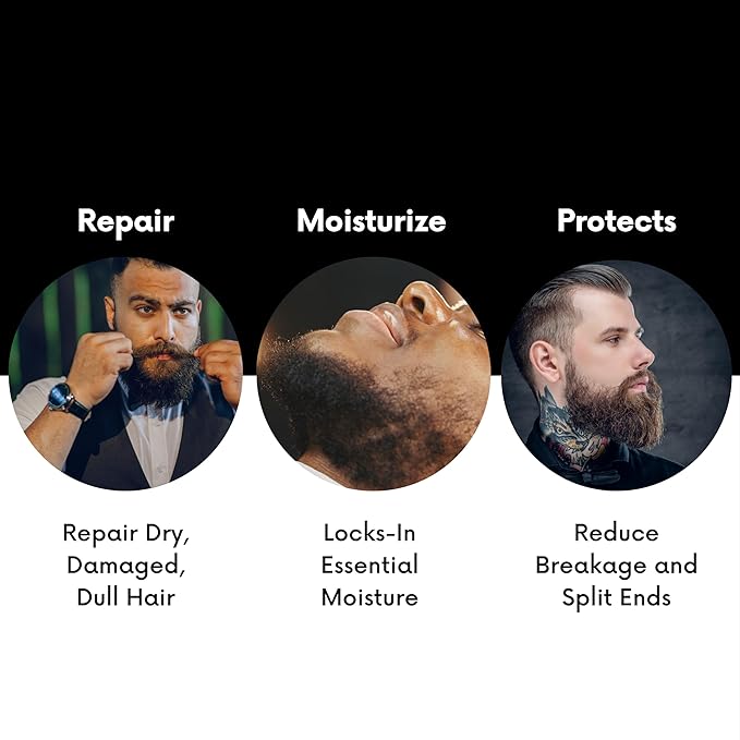 Morfose Ossion Beard Care Balsam, Promotes Healthy Hair Growth, Fuller, Longer and Thicker Beard, Alleviates Itches, Eliminates Beardruff, Enriched with Argan and bitter Almond Oil, 3.4 Ounce