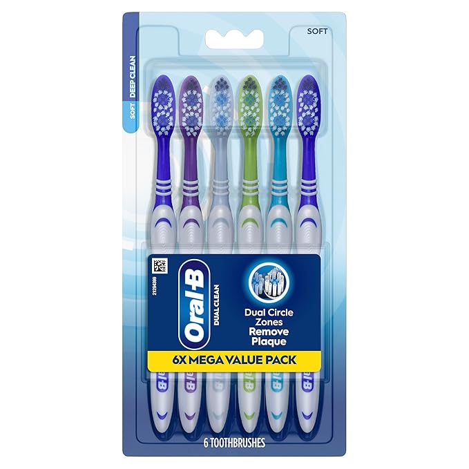 Oral-B Toothbrush Dual Clean, Soft, 6 Count