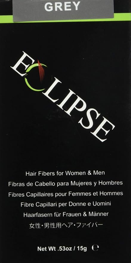 ECLIPSE Hair Fibers Grey for Thinning Hair for Women & Men to Conceal Hair Loss in 15 Seconds - 100% Undetectable Hair Building Fibers, 15g