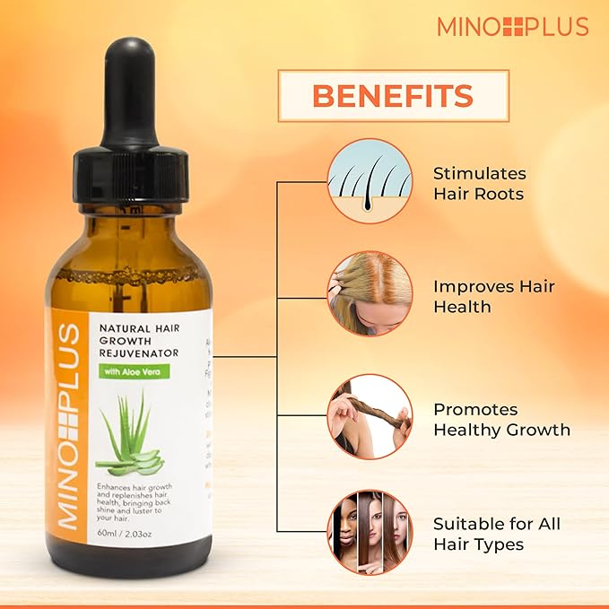 Natural Hair Growth Serum - 60ml / 2fl oz – For Longer, Stronger Thicker, Fuller Hair - Formulated to Prevent Hair Loss, Hair Fall, with Aloe Vera