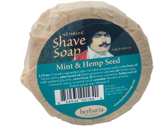 Herbaria Mint and Hemp Seed Oil Shaving Soap Handcrafted All-Natural with Essential Oils 3.5 oz Puck. Enjoy Our Other Skin-Friendly Products.