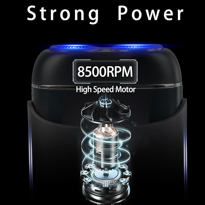 Electric Shaver for Men, Portable Electric Foil Razor, 3-Speed Foil with Double Floating Blades, IPX7 Waterproof Wet and Dry Shavers, 90 Min Runtime, Travel Lock