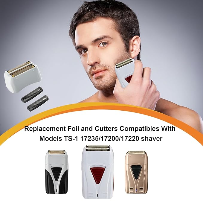 Pro Shaver Replacement Foil & Cutter Compatible With Andis 17150(TS-1)/17155/17200 shaver ProFoil Lithium replacement,2 Count