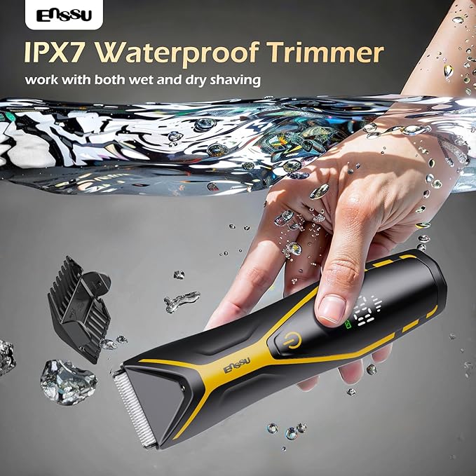 Body Hair Trimmer for Men Manscape Trimmer for Men, Electric Ball Shavers with Ceramic Blades & BLADELOCK™, Pubic Hair Groomer IPX7 Waterproof Wet or Dry Use for Groin/Legs/Chest