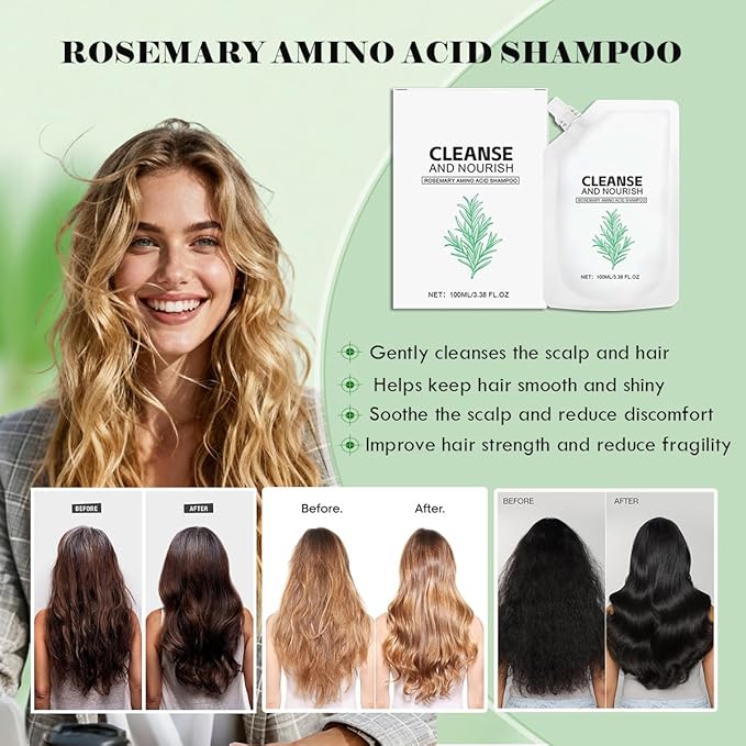 Rosemary Amino Acid Shampoo for Hair Growth（2PCS）, Controls Oily Scalp & Thinning Hair, Thickens & Strengthens for Men and Women