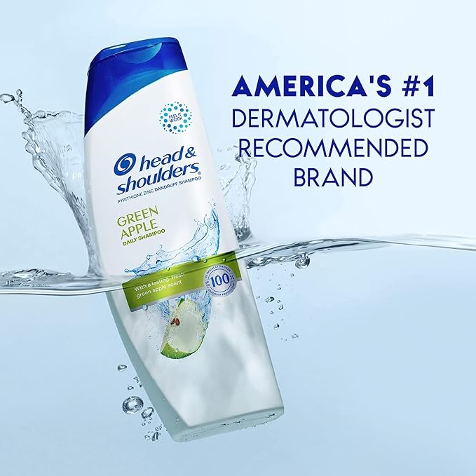 Head & Shoulders Anti-Dandruff Shampoo with 1% Pyrithione Zinc, Clinically Proven & Scalp Care Treatment, Fresh Green Apple Scent, 32.1 Fl Oz Each, 2 Pack