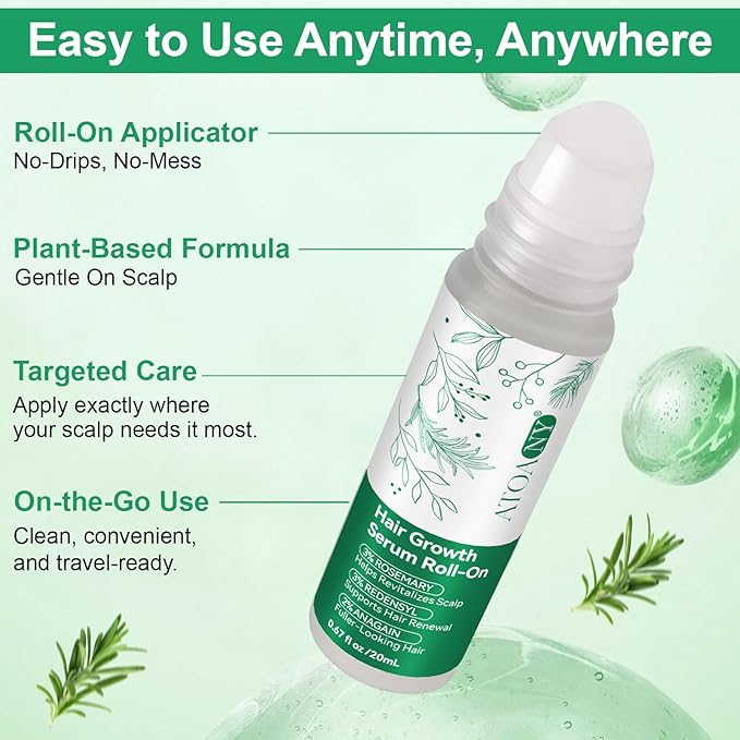 Rosemary Hair Growth Serum Roll On 20 ml – 3% Rosemary, 3% Redensyl, 2% AnaGain, Fast-Absorbing, Non-Greasy, Reduces Hair Fall, For Thinning Hair & All Hair Types (1)