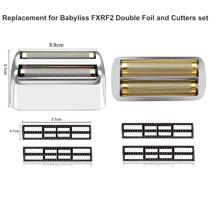 Silver Replacement blades Foil and Cutters Compatible with BaBylissPRO Barberology FXFS2 Shaver foil Replacement Heads(1 pack ）
