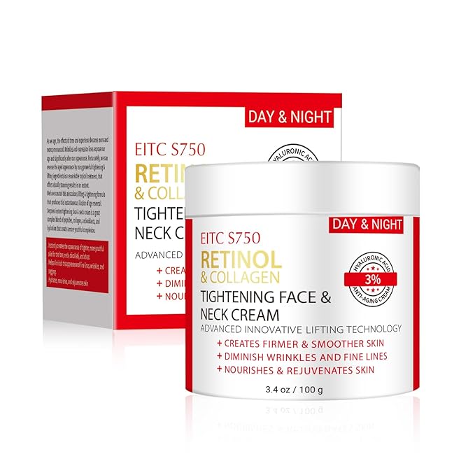 Retinol Cream for Face, Anti-Aging Neck Cream for Tightening and Firming with Collagen & Hyaluronic Acid, Instant Face Lift Cream Face Moisturizer for Women & Men, Rapid Wrinkle Repair 3.4 fl. oz.