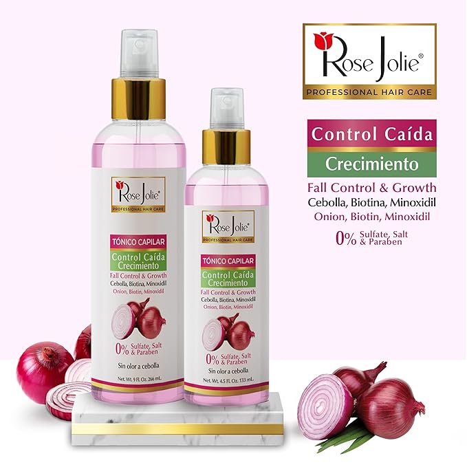 Rose Jolie Onion & Biotin Hair Tonic Spray | Fall Control & Growth Support | Strengthens Roots & Revitalizes Scalp | Sulfate-Free Salt-Free Paraben-Free | No Onion Smell | 4.5 fl oz