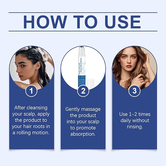 Rosemary Hair Volume Roll-On Serum for Thinning Hair – Reduces Hair Loss, Strengthens Roots & Soothes Scalp – 25ml