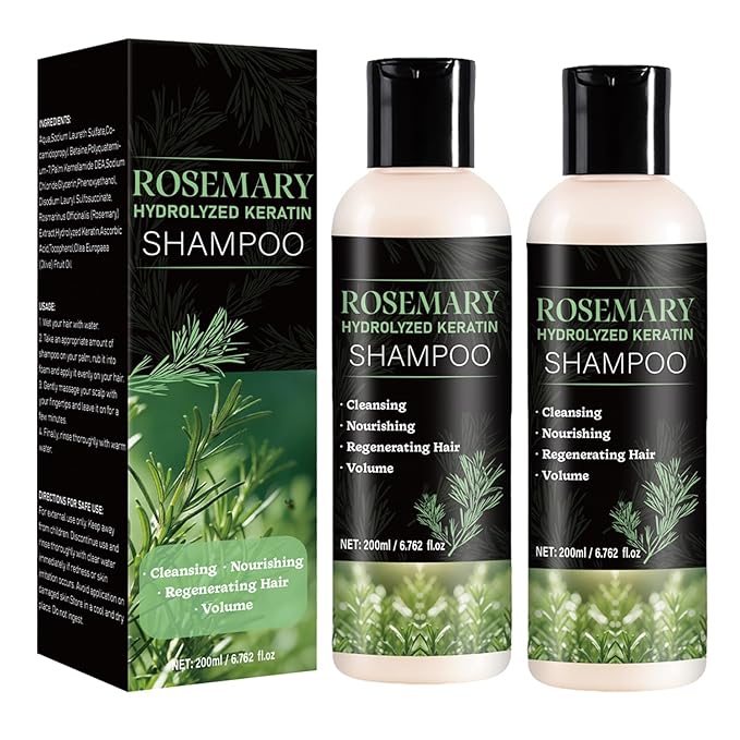 Rosemary Shampoo for Hair Growth, Natural Thickening & Strengthening Shampoo with Hydrolyzed Keratin, for Thinning Hair & Hair Loss for Women and Men 13.52 Fl Oz (Pack of 2))