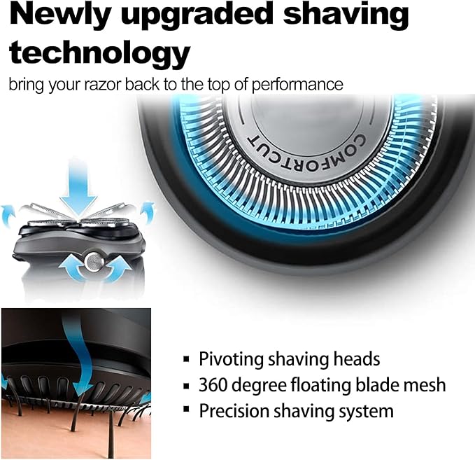 SH30 Shaving Heads for Philips Norelcos Series 1000, 2000, 3000 and 5000X Razors, Shaver Replacement Blades with High Performance - Shave Wet and Dry, 6Packs.